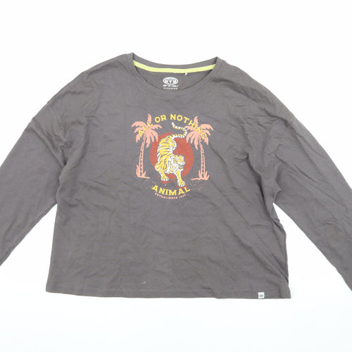 Animal Unisex Grey T-Shirt Size 14 Long Sleeve