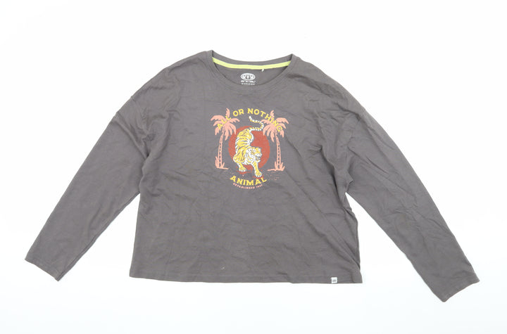Animal Unisex Grey T-Shirt Size 14 Long Sleeve