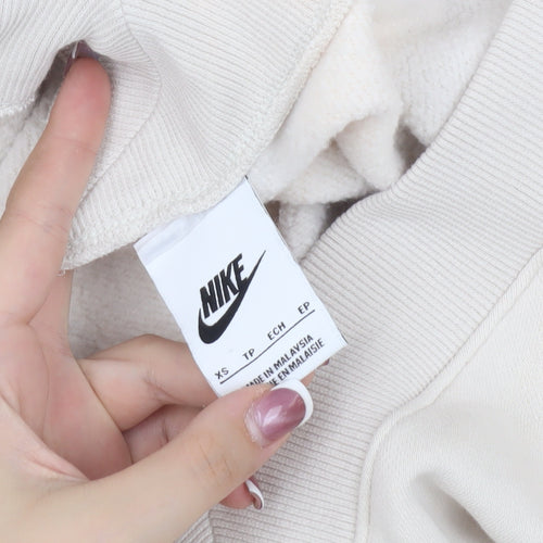 Nike Women's Beige V-Neck Sweatshirt XS Casual