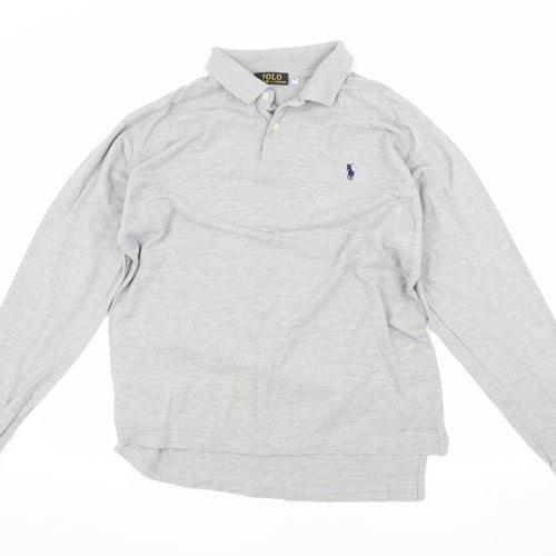 Polo Ralph Lauren Men's Grey Long Sleeve Polo Size L