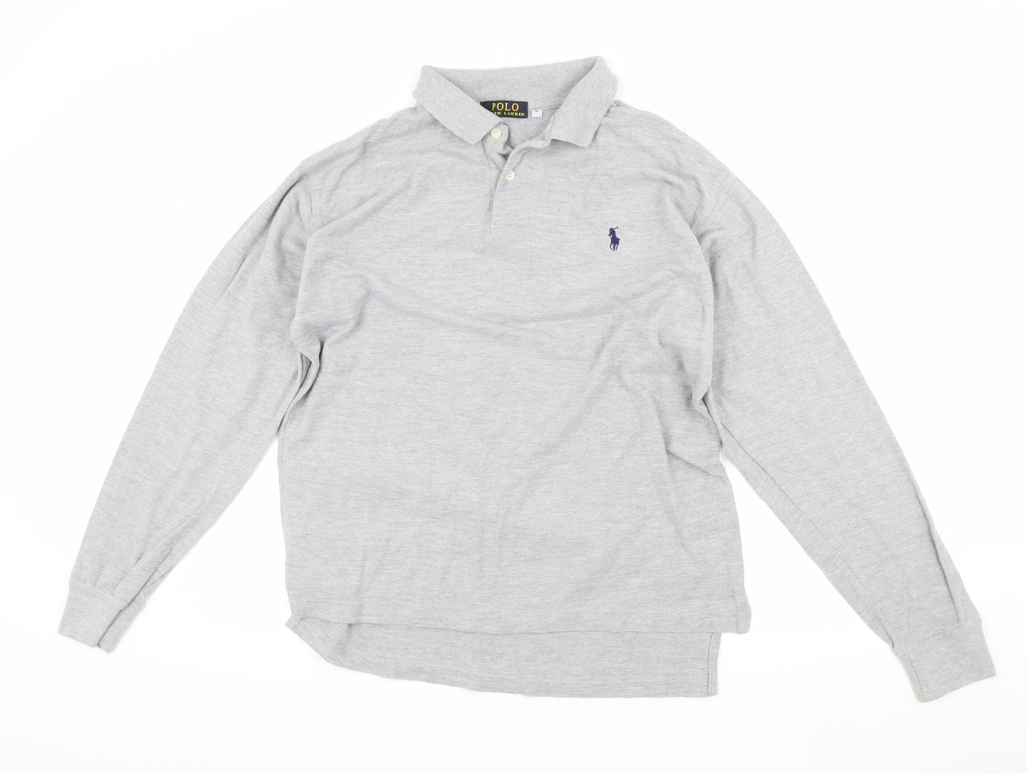 Polo Ralph Lauren Men's Grey Long Sleeve Polo Size L