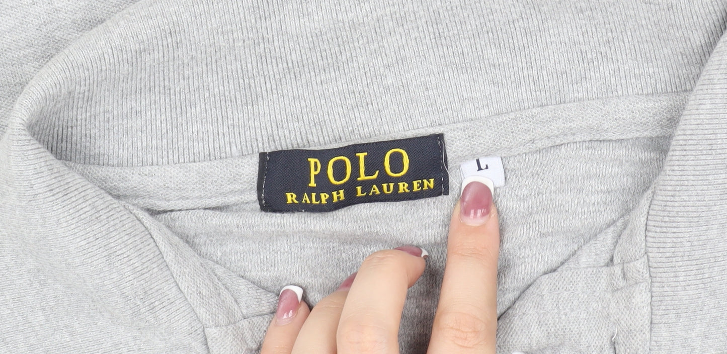 Polo Ralph Lauren Men's Grey Long Sleeve Polo Size L