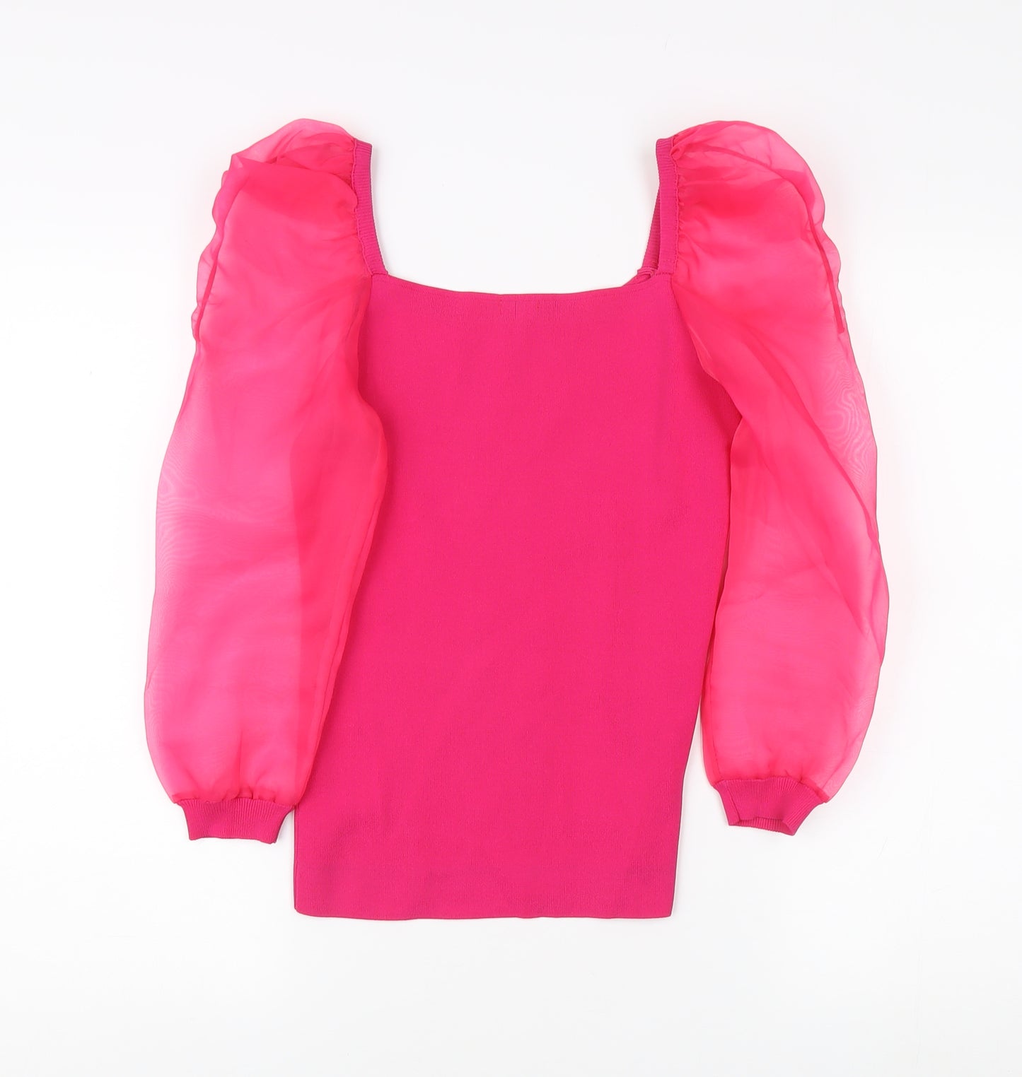 River Island Pink Puff Sleeve Blouse, Size 8 - Women