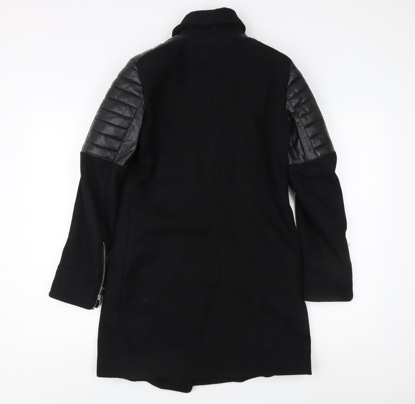 Mango Women's Black XS Motorcycle Coat, Modern Style