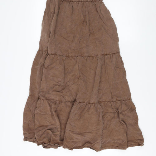 Women's Brown Peasant Long Skirt - M