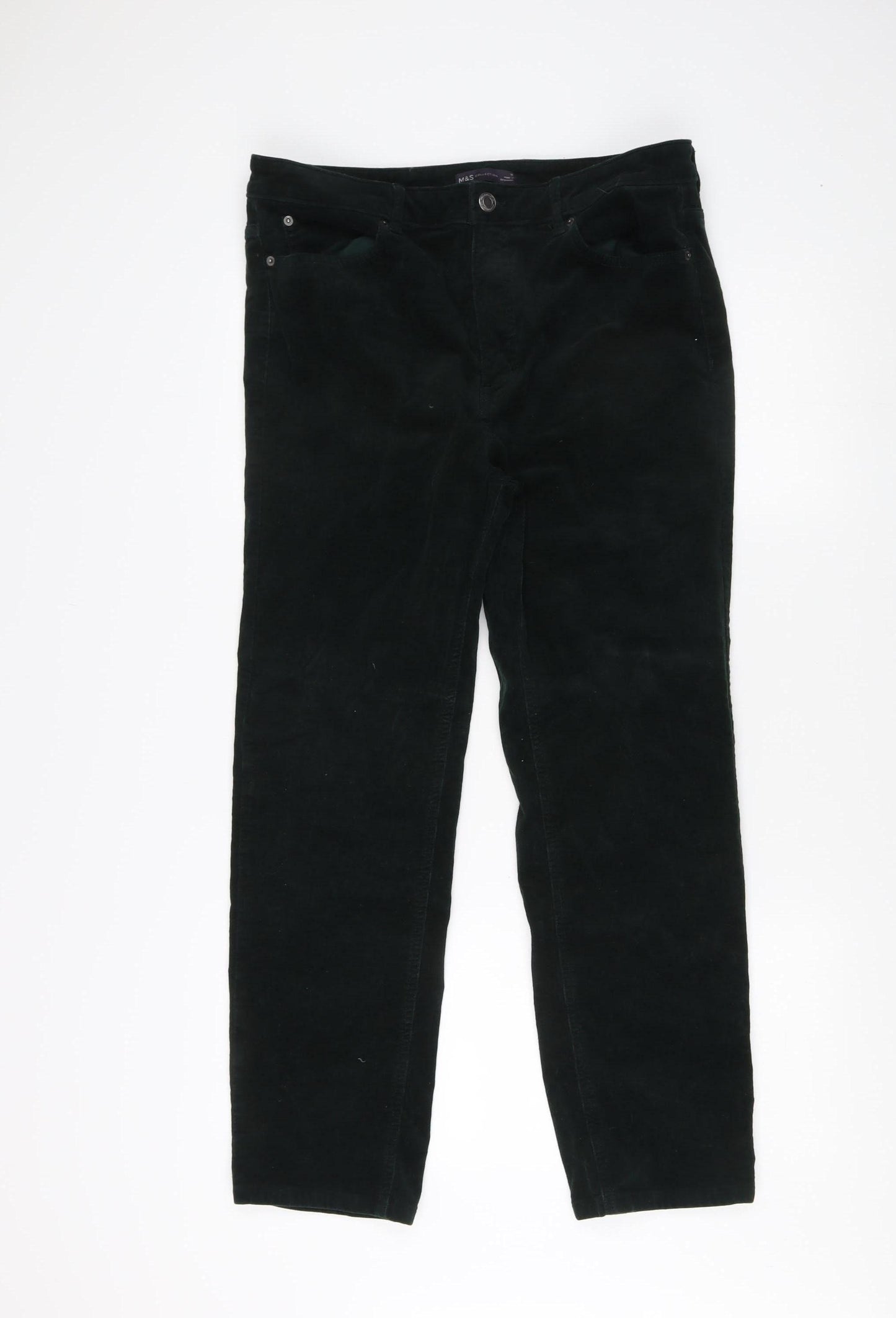 Marks and Spencer Women's Black Corduroy Trousers Size 16