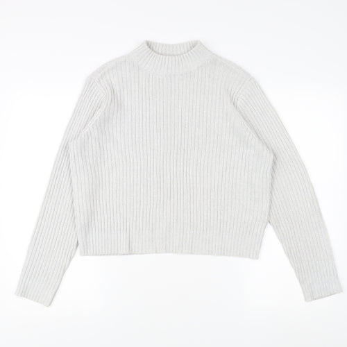 H&M Divided Women's White Mock Neck Pullover Jumper M