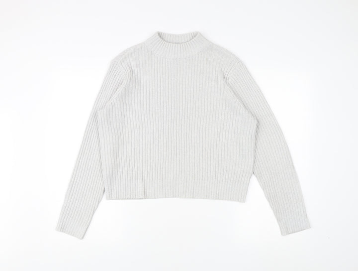 H&M Divided Women's White Mock Neck Pullover Jumper M