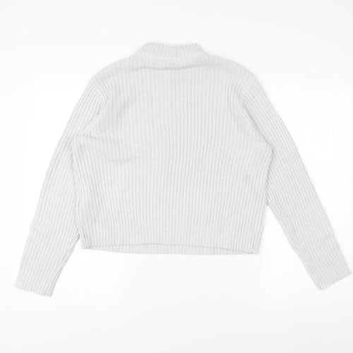 H&M Divided Women's White Mock Neck Pullover Jumper M