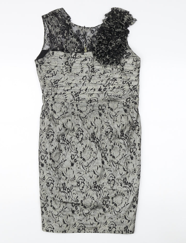 Taylor Women’s Grey Sheath Dress - Size 8, Formal Style