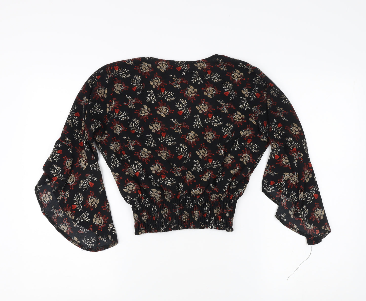 AX Paris Women’s Black Floral Bell Sleeve Blouse Size 10