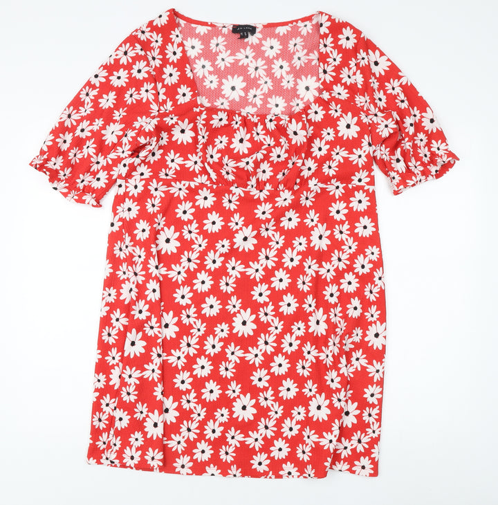New Look Women's Red Floral Dress, Size 18, Sweetheart Neckline