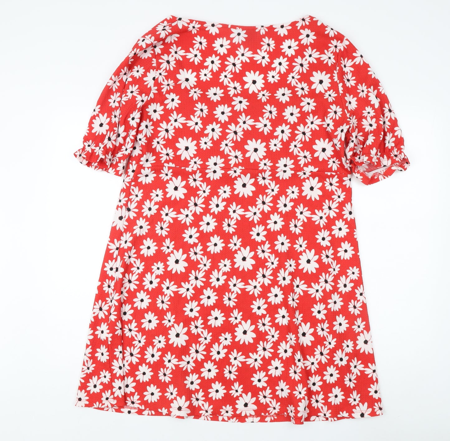New Look Women's Red Floral Dress, Size 18, Sweetheart Neckline