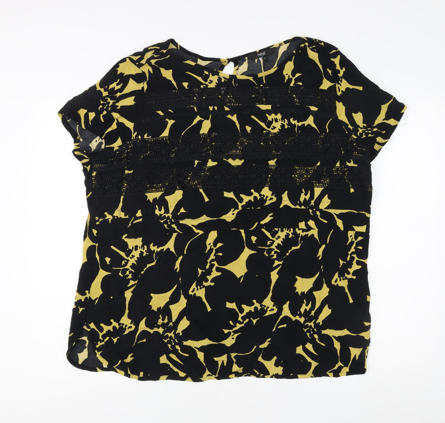Next Women's Floral Blouse - Black/Yellow Size 22