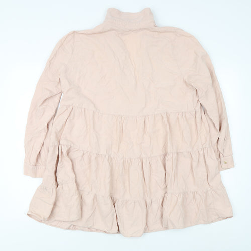 Zara Women's Beige Shirt Dress, L, Collared, Summer