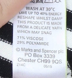 Marks and Spencer Women's Black Striped V-Neck Pullover UK 12