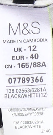 Marks and Spencer Women's Black Striped V-Neck Pullover UK 12