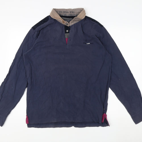 La Squadra Men's Blue Long Sleeve Button-Up Shirt