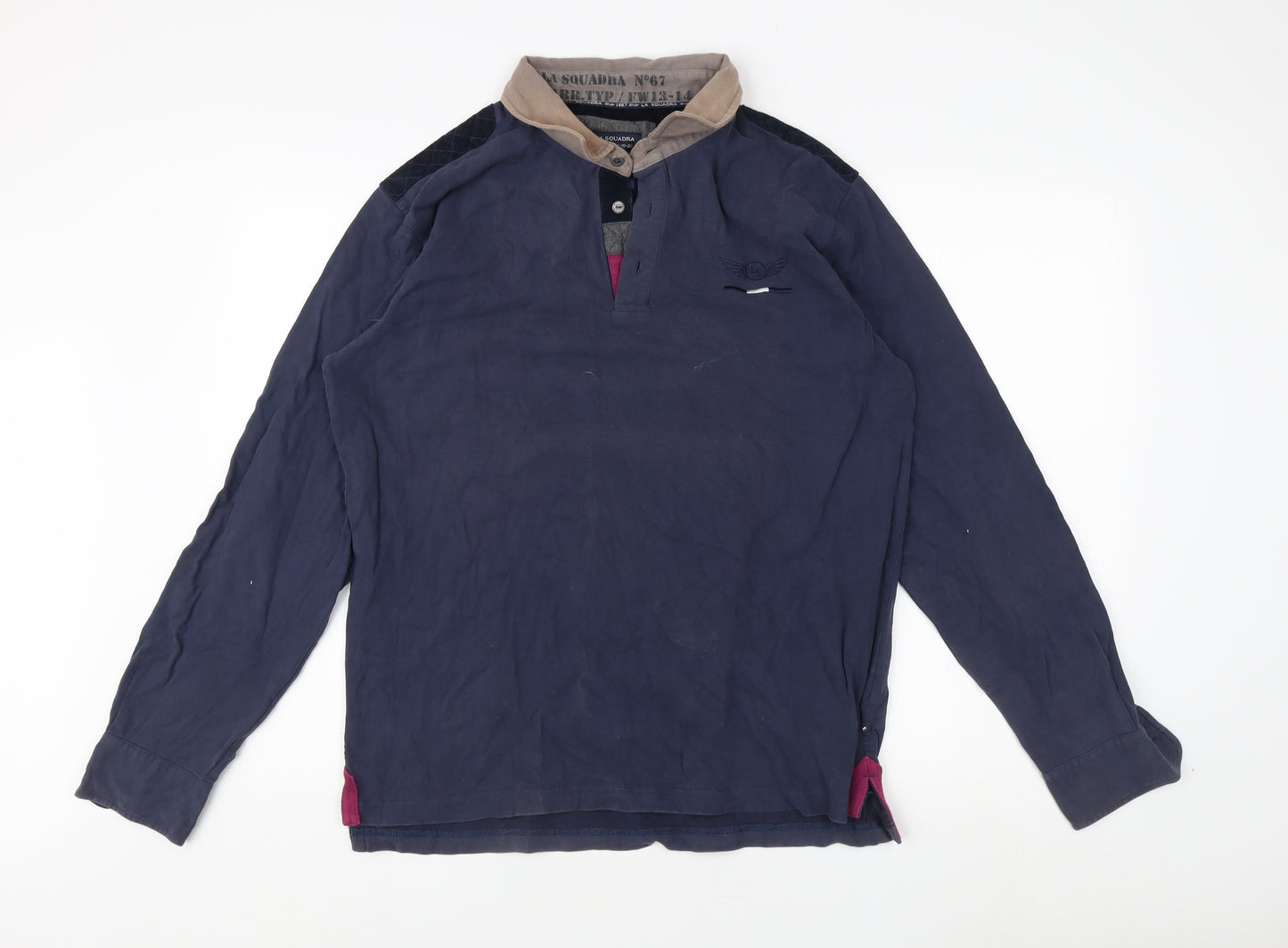 La Squadra Men's Blue Long Sleeve Button-Up Shirt