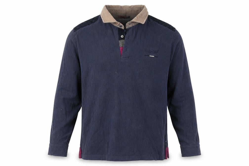 Front view of La Squadra Men's Blue Long Sleeve Button-Up Shirt