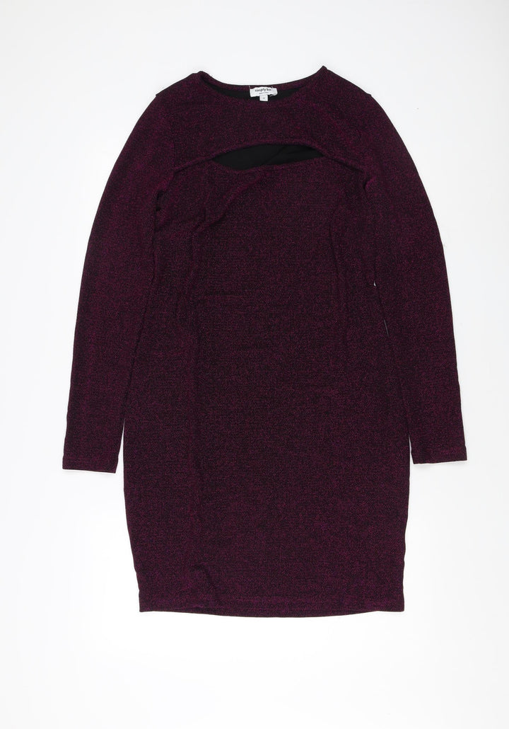 Simply Be Purple Women's Dress Size 12 Long Sleeve
