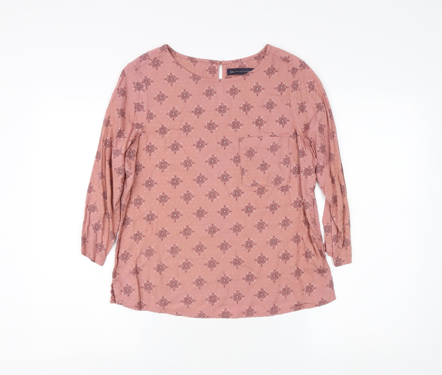 Marks and Spencer Pink Geometric Women's Blouse Size 10
