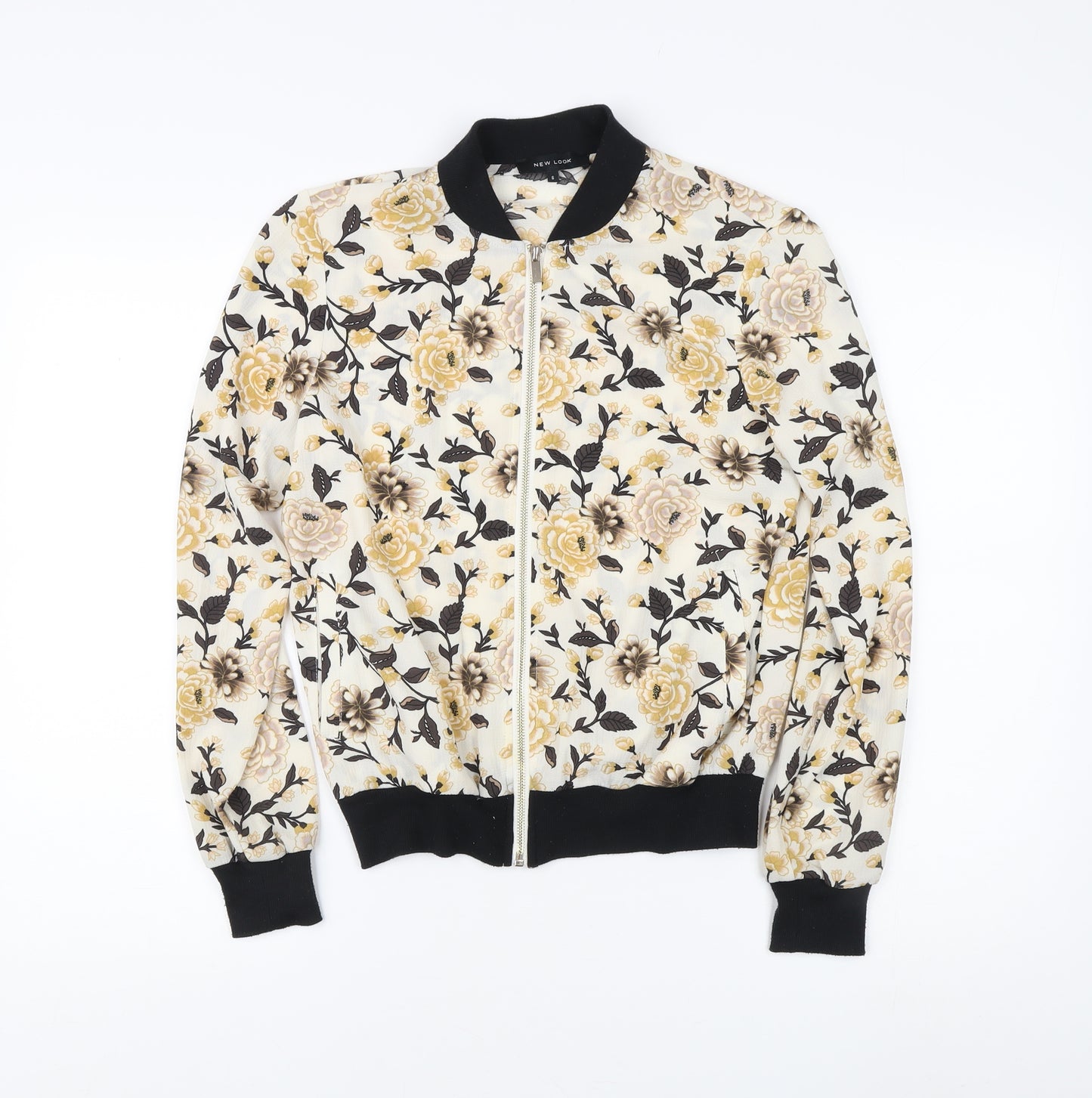 New Look Women's Floral Bomber Jacket - Size 6