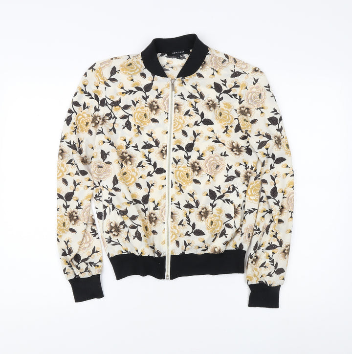 New Look Women's Floral Bomber Jacket - Size 6