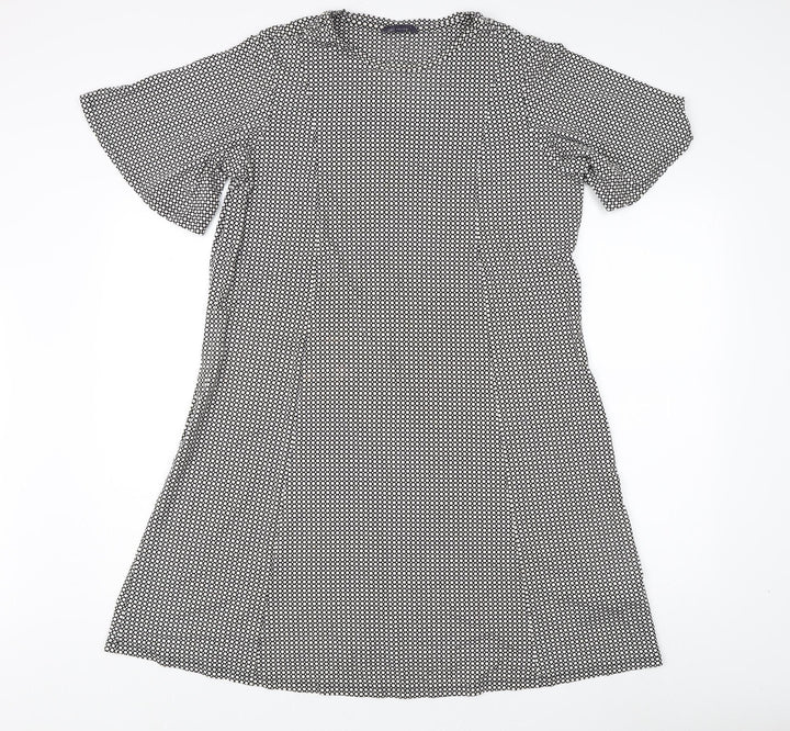 Marks and Spencer Women's Black Geometric Shift Dress Size 18