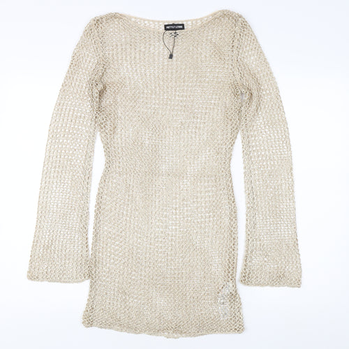PrettyLittleThing Women's Beige XS Knit Sequin Dress