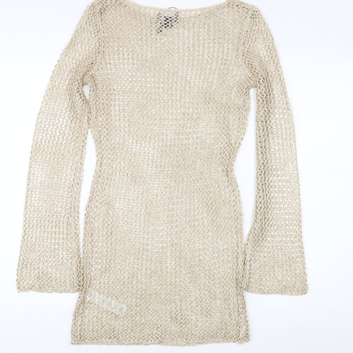 PrettyLittleThing Women's Beige XS Knit Sequin Dress