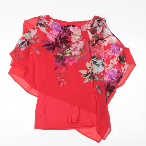 Wallis Women's Red Floral Cape Sleeve Top