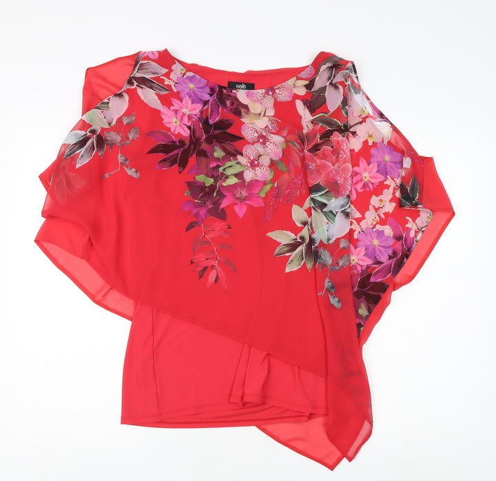 Wallis Women's Red Floral Cape Sleeve Top