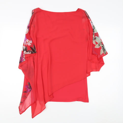 Wallis Women's Red Floral Cape Sleeve Top