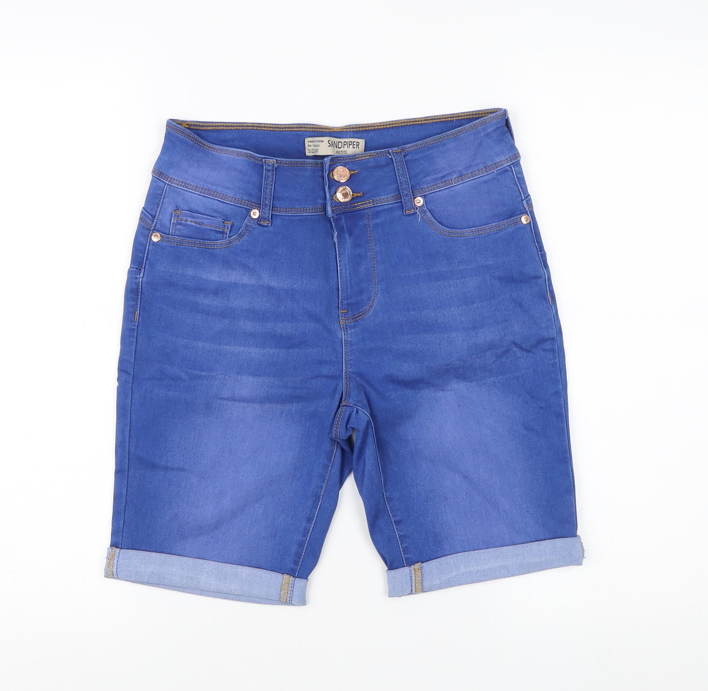 Sandpiper Women's Blue Bermuda Denim Shorts, Size 6, Petite Fit