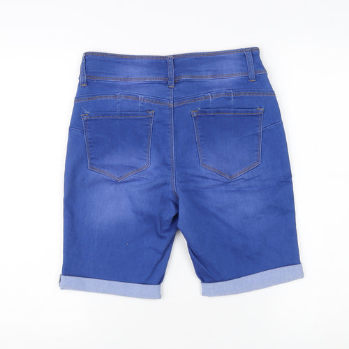 Sandpiper Women's Blue Bermuda Denim Shorts, Size 6, Petite Fit