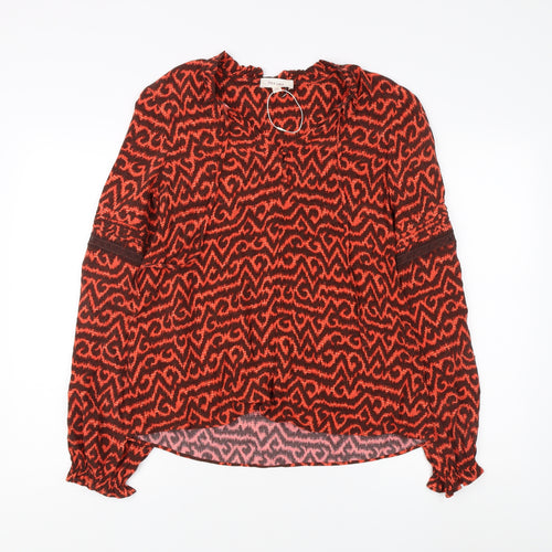 Per Una Women's Red Geometric Long Sleeve Blouse