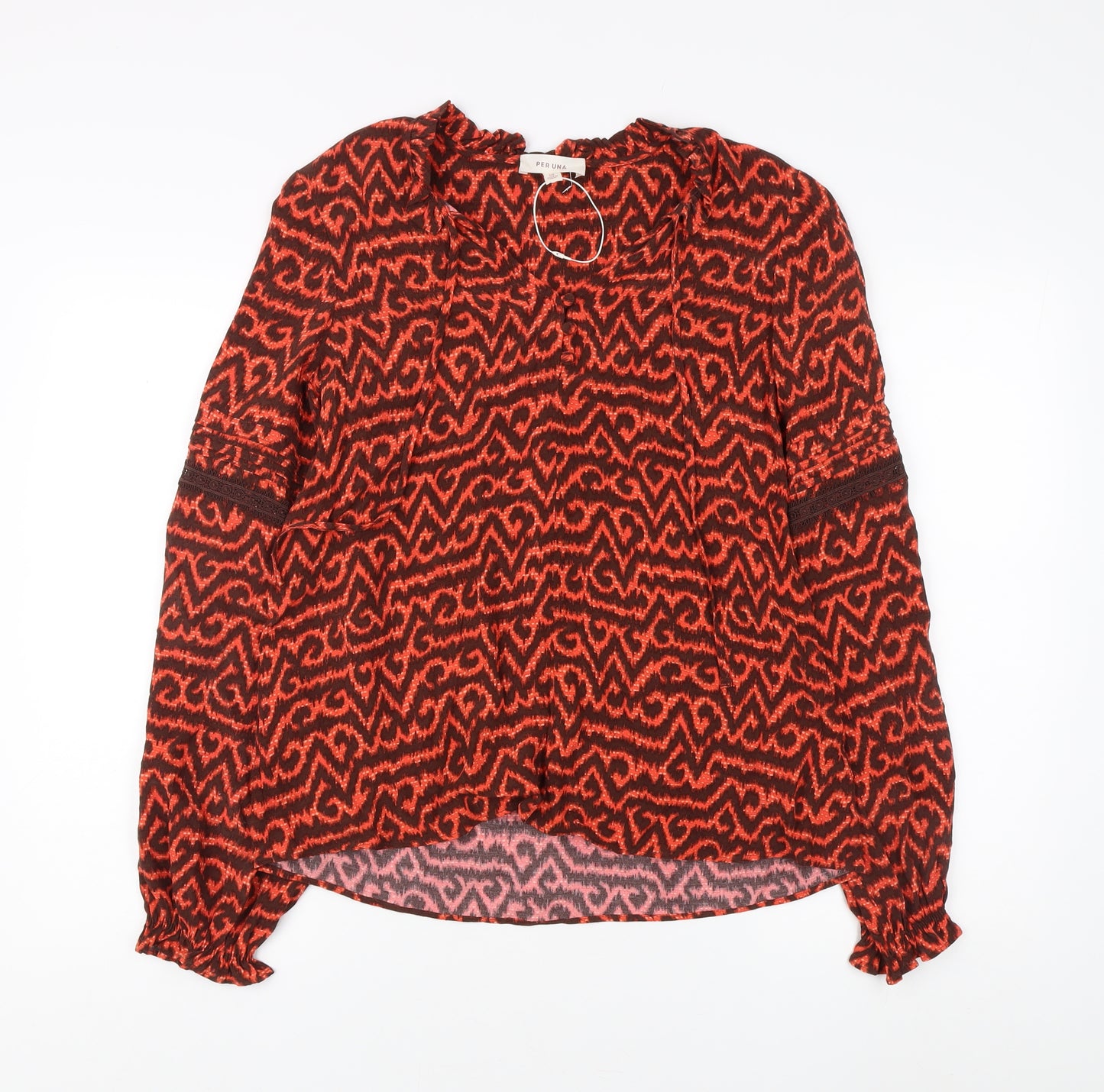 Per Una Women's Red Geometric Long Sleeve Blouse