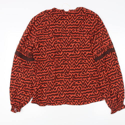 Per Una Women's Red Geometric Long Sleeve Blouse