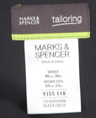 Marks and Spencer Men's Black Formal Trousers Size 34