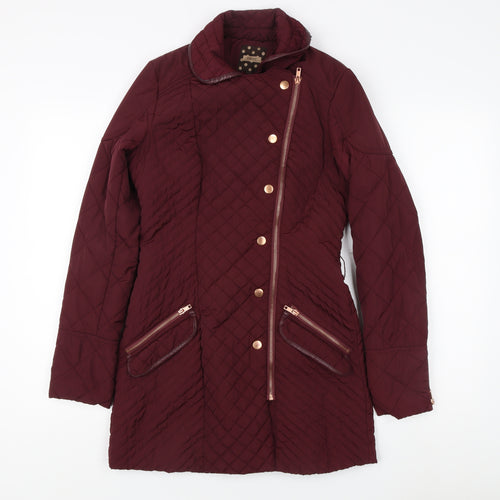 Next Women's Red Quilted Long Coat, Size Regular