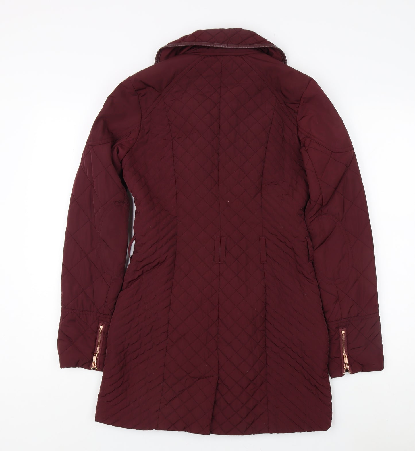 Next Women's Red Quilted Long Coat, Size Regular