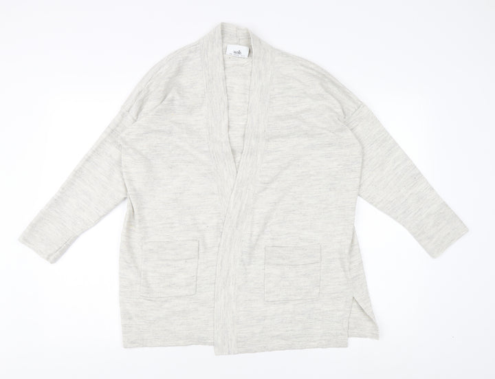 Wallis Women's Grey 3/4 Sleeve Open Front Cardigan Knit