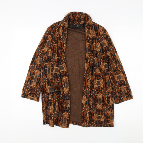 River Island Women's Brown Geometric Open Front Cardigan Size 6