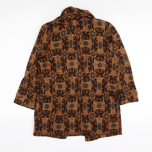 River Island Women's Brown Geometric Open Front Cardigan Size 6
