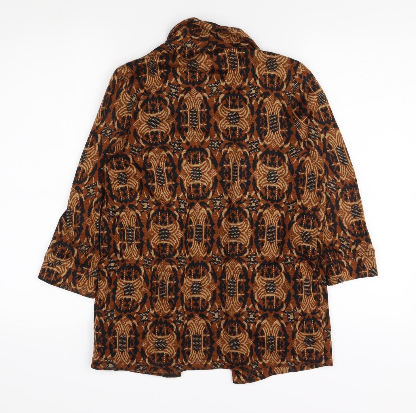 River Island Women's Brown Geometric Open Front Cardigan Size 6