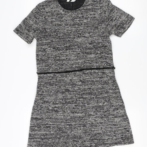 H&M Women's Black Grey Short Shift Dress S