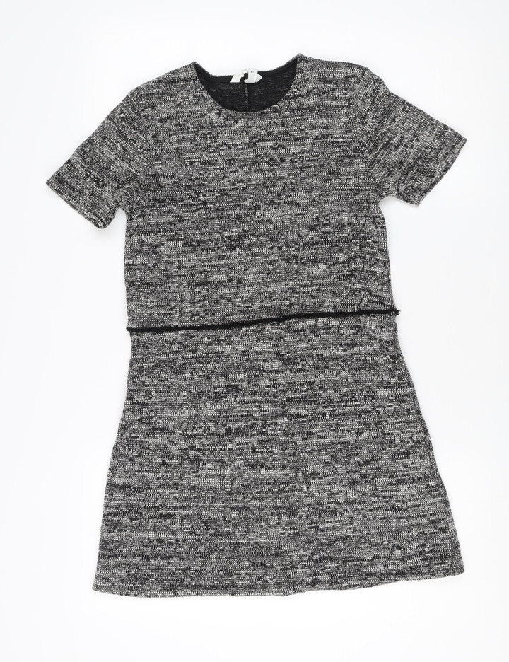 H&M Women's Black Grey Short Shift Dress S