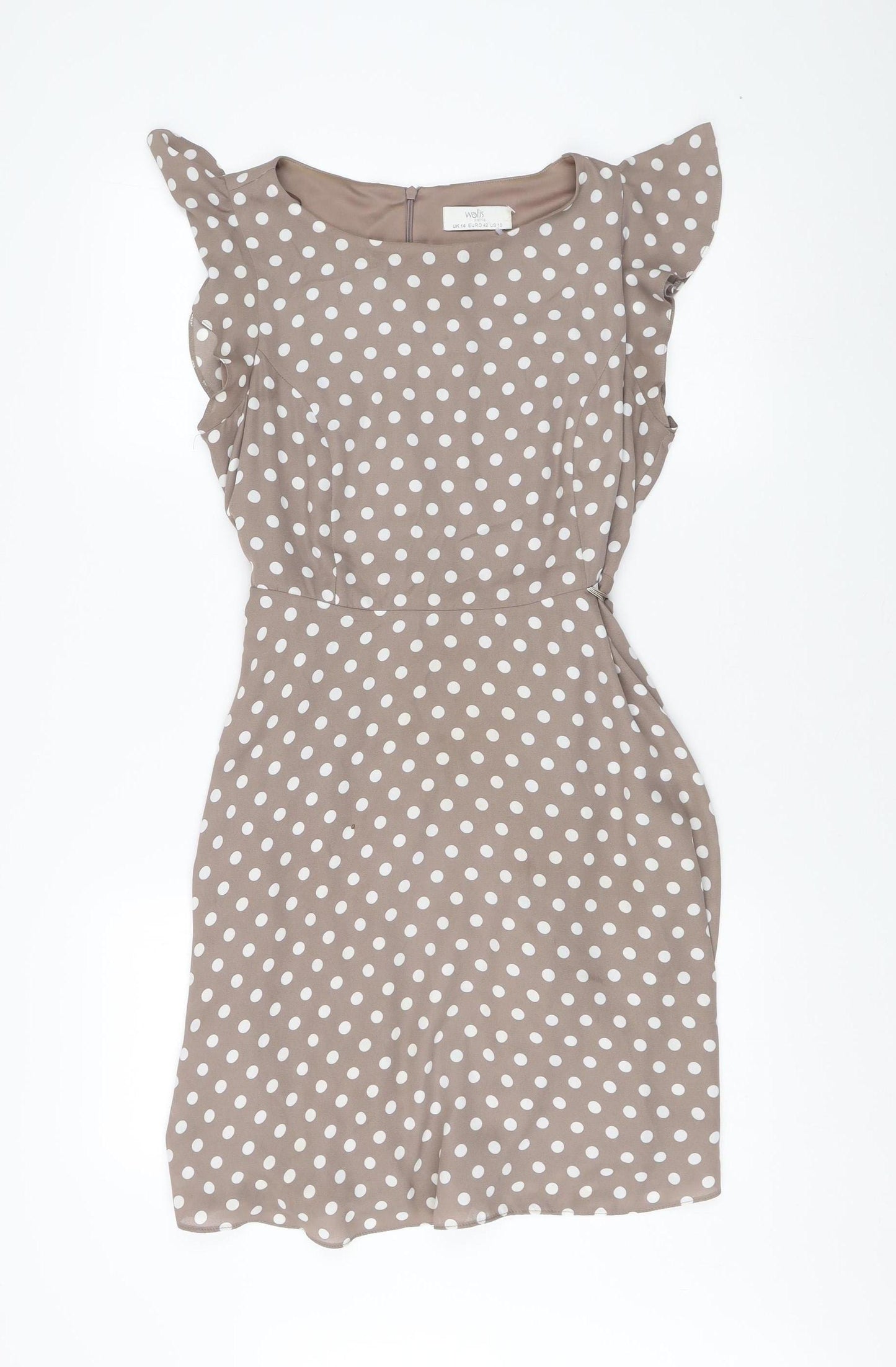 Wallis Women’s Brown Polka Dot Dress, Size 14, Excl. Condition