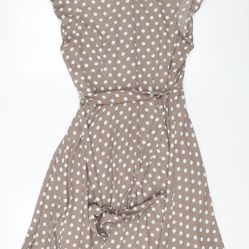 Wallis Women’s Brown Polka Dot Dress, Size 14, Excl. Condition